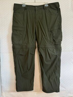 REI Co-op Sahara Convertible Pants Green, Cargo, Belted,Hiking, Zip Off Sz 42x30